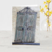 ギリシャのドアのグリーティングカード カード (黄色い花)