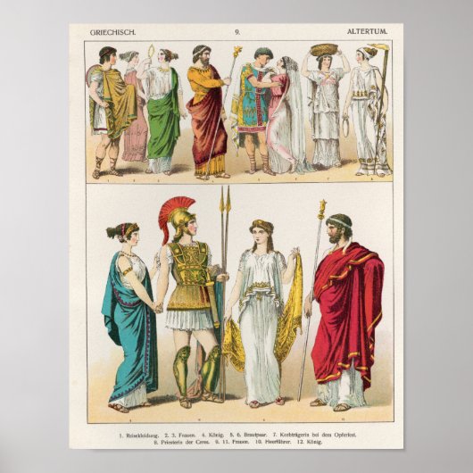 ギリシャのドレス、'トラッテン・ダー・ボエルカー, 1864 ポスター (正面)