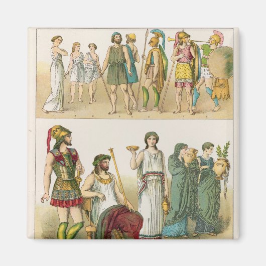 ギリシャのドレス、'トラッテンder Voelker', 1864 マグネット (正面)