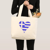 ギリシャのハートの旗 ファンキー ラージトートバッグ (正面(商品))