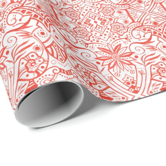 ギリシャのバロック様式アラベスクヴィンテージボヘミアンパターンW ラッピングペーパー (ロールコーナー)