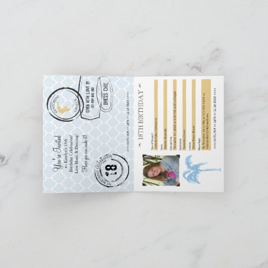 ギリシャのパスポート誕生日旅行プレゼント 招待状 (内部)