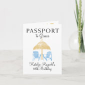 ギリシャのパスポート誕生日旅行プレゼント 招待状 (正面)
