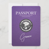 ギリシャのパスポート風結婚式招待状（パープル） 招待状 (裏面)