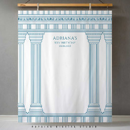 ギリシャのパーティー背景（青い神殿） タペストリー