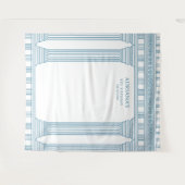 ギリシャのパーティー背景(青い神殿) タペストリー (正面(横))