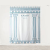 ギリシャのパーティー背景(青い神殿) タペストリー (正面)