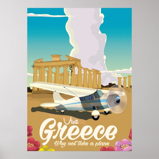 ギリシャのビンテージスタイルのキャラクターを使った旅行ポスター ポスター (正面)