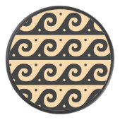 ギリシャのフレット地中海の、波形パターン、ブラウン アイスホッケーパック (正面)