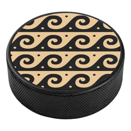 ギリシャのフレット地中海の、波形パターン、ブラウン アイスホッケーパック (3/4)