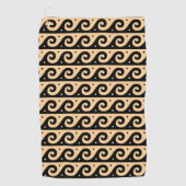 ギリシャのフレット地中海の、波形パターン、ブラウン ゴルフタオル (正面)