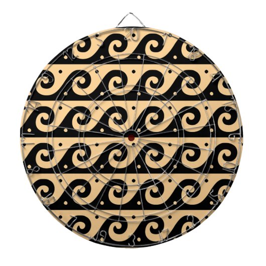 ギリシャのフレット地中海の、波形パターン、ブラウン ダーツボード (正面)