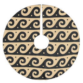 ギリシャのフレット地中海の、波形パターン、ブラウン ブラッシュドポリエステルツリースカート