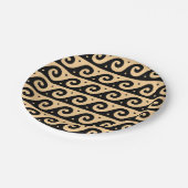 ギリシャのフレット地中海の、波形パターン、ブラウン ペーパープレート (アングル)
