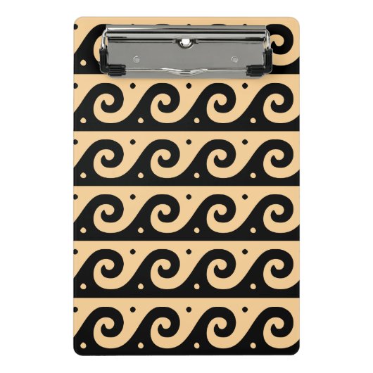 ギリシャのフレット地中海の、波形パターン、ブラウン ミニクリップボード (正面)