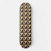 ギリシャのフレット模様、ギリシャ+地中海の波模様、ブラウン スケートボード (正面)