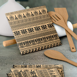 ギリシャのフレット、パタ地中海のーン、ブラウン タイル