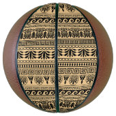 ギリシャのフレット、パタ地中海のーン、ブラウン バスケットボール (縦)