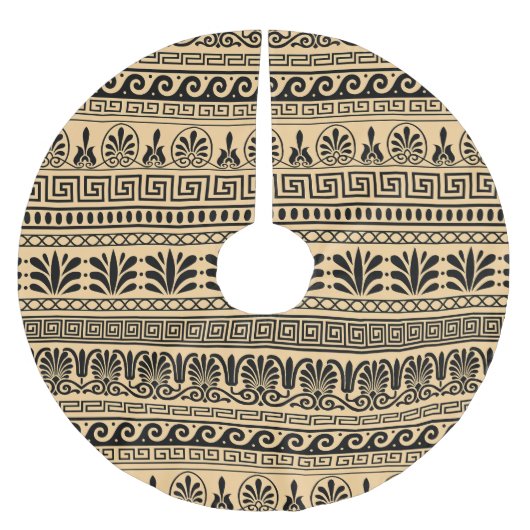 ギリシャのフレット、パタ地中海のーン、ブラウン ブラッシュドポリエステルツリースカート (正面)