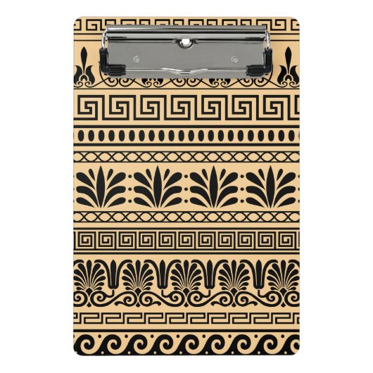 ギリシャのフレット、パタ地中海のーン、ブラウン ミニクリップボード (正面)