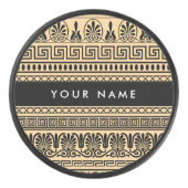 ギリシャのフレット、ミックスミックスミアンダー鍵、ブラウン、あなたの名前 アイスホッケーパック (正面)