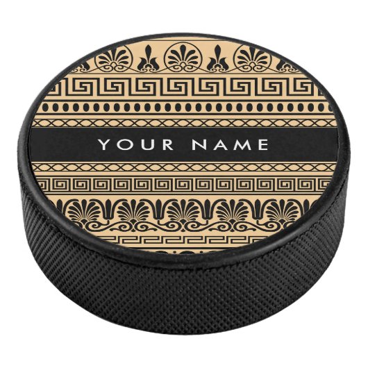 ギリシャのフレット、ミックスミックスミアンダー鍵、ブラウン、あなたの名前 アイスホッケーパック (3/4)