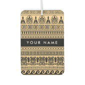 ギリシャのフレット、ミックスミックスミアンダー鍵、ブラウン、あなたの名前 カーエアーフレッシュナー (正面)