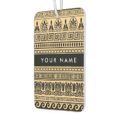 ギリシャのフレット、ミックスミックスミアンダー鍵、ブラウン、あなたの名前 カーエアーフレッシュナー (左)