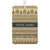 ギリシャのフレット、ミックスミックスミアンダー鍵、ブラウン、あなたの名前 カーエアーフレッシュナー (裏面)