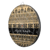 ギリシャのフレット、ミックスミックスミアンダー鍵、ブラウン、あなたの名前 ダーツボード (正面右)