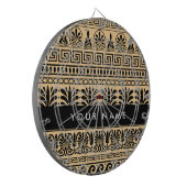 ギリシャのフレット、ミックスミックスミアンダー鍵、ブラウン、あなたの名前 ダーツボード (正面左)