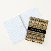 ギリシャのフレット、ミックスミックスミアンダー鍵、ブラウン、あなたの名前 ノートブック (内部)