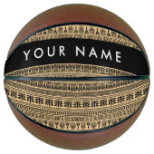 ギリシャのフレット、ミックスミックスミアンダー鍵、ブラウン、あなたの名前 バスケットボール (正面)