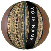 ギリシャのフレット、ミックスミックスミアンダー鍵、ブラウン、あなたの名前 バスケットボール (縦)