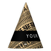 ギリシャのフレット、ミックスミックスミアンダー鍵、ブラウン、あなたの名前 パーティーハット (左)