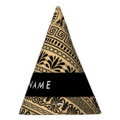 ギリシャのフレット、ミックスミックスミアンダー鍵、ブラウン、あなたの名前 パーティーハット (右)