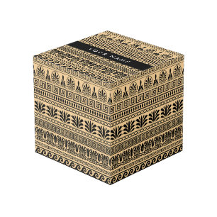 ギリシャのフレット、ミックスミックスミアンダー鍵、ブラウン、あなたの名前 フォトキューブ