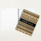 ギリシャのフレット、ミックスミックスミアンダー鍵、ブラウン、あなたの名前 プランナー手帳 (ディスプレー)