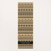 ギリシャのフレット、ミックスミックスミアンダー鍵、ブラウン、あなたの名前 ヨガマット (裏面)