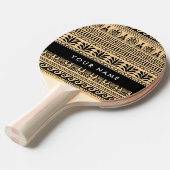 ギリシャのフレット、ミックスミックスミアンダー鍵、ブラウン、あなたの名前 卓球ラケット (正面アングル)
