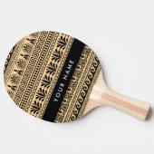 ギリシャのフレット、ミックスミックスミアンダー鍵、ブラウン、あなたの名前 卓球ラケット (横)
