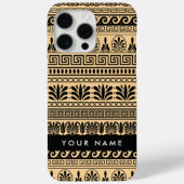 ギリシャのフレット、ミックスミックスミアンダー鍵、ブラウン、あなたの名前 Case-Mate iPhoneケース (裏面)