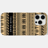 ギリシャのフレット、ミックスミックスミアンダー鍵、ブラウン、あなたの名前 Case-Mate iPhoneケース (裏面 (横))