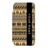 ギリシャのフレット、ミックスミックスミアンダー鍵、ブラウン、あなたの名前 INCIPIO iPhoneウォレットケース (フォリオ 正面)