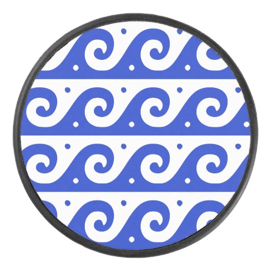 ギリシャのフレッ地中海のト、波のパターン、青 アイスホッケーパック (正面)