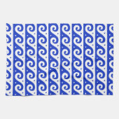 ギリシャのフレッ地中海のト、波のパターン、青 キッチンタオル (横)