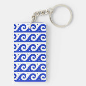 ギリシャのフレッ地中海のト、波のパターン、青 キーホルダー (裏面)