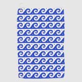 ギリシャのフレッ地中海のト、波のパターン、青 ゴルフタオル (正面)