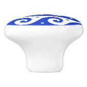 ギリシャのフレッ地中海のト、波のパターン、青 セラミックノブ (側面)