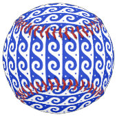 ギリシャのフレッ地中海のト、波のパターン、青 ソフトボール (裏面)